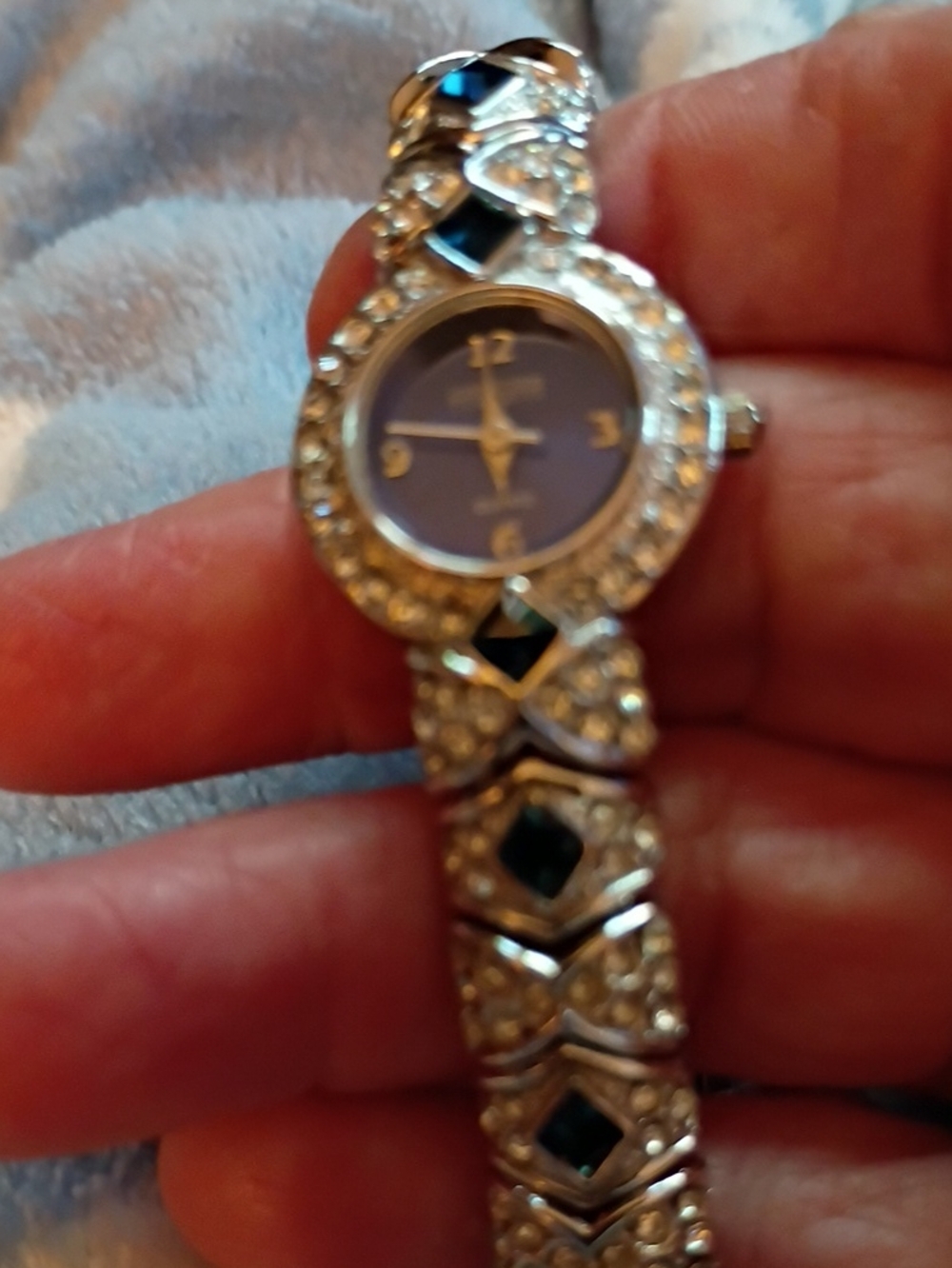 Joan Rivers Silver-tone Women's Bracelet Watch with Blue Dial